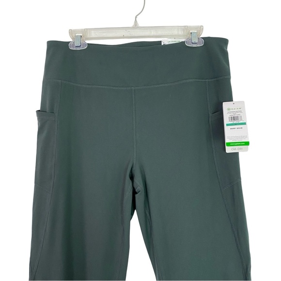 Gaiam OM High Rise Pocket Yoga Pant Womens Size XL Straight Leg Green Urban Chic - Picture 3 of 13